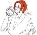  1boy alcohol beer cup drink lillil_(1212neko) male_focus mug one_piece redhead scar shanks solo spot_color 