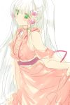  1girl bare_shoulders blush breasts choker cosplay dress frills green_eyes grey_hair hair_ornament lailah_(tales) long_hair ponytail reala tales_of_(series) tales_of_destiny_2 tales_of_zestiria very_long_hair 