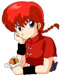  1girl braid cyocomi3 food genderswap hamburger ranma-chan ranma_1/2 redhead saotome_ranma single_braid 