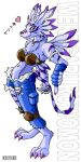  1girl barefoot character_name digimon feet female fingerless_gloves furry genderswap gloves heart looking_at_viewer netsuki_(k2n-netsuki) no_humans paws solo toes translated weregarurumon 