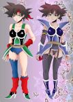  2girls bardock black_hair boots dragon_ball dragonball_z genderswap high_heel_boots high_heels multiple_girls tullece 