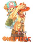  abs backpack bag belt copyright_name freckles hand_on_headwear hat one_piece portgas_d_ace tony_tony_chopper topless 