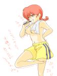  1girl boxers braid genderswap navel no_shirt ranma-chan ranma_1/2 red_eyes redhead saotome_ranma si-mu single_braid toothbrush towel underwear 