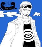  1boy blue_background cigar color_background goggles jacket male_focus one_piece paulie shivanel smoking solo souji_(souji-59) water_7 