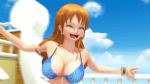  1girl 3d animated animated_gif ass bikini bouncing_breasts breasts dancing large_breasts long_hair lowres nami_(one_piece) one_piece orange_hair swimsuit 