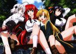  4girls absurdres asia_argento blonde_hair blue_eyes high_school_dxd highres himejima_akeno long_hair multiple_girls redhead rias_gremory toujou_koneko white_hair wink 