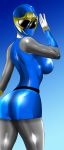  ass back blue breasts hurricane_blue legs ninpuu_sentai_hurricanger nono_nanami queen_vegeta_69 skirt super_sentai 