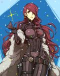  1girl atlus bodysuit breasts curly_hair fur_coat hair_over_one_eye kirijou_mitsuru large_breasts long_hair megami_tensei persona persona_3 persona_4 persona_4:_the_ultimate_in_mayonaka_arena sami_(object_dump) shin_megami_tensei solo 