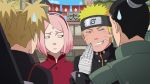  2boys 2girls blonde_hair blue_eyes facial_mark forehead_mark forehead_protector green_eyes grin haruno_sakura headband ladygt93 multiple_boys multiple_girls nara_shikamaru naruto naruto:_the_last pink_hair smile sweatdrop temari uzumaki_naruto 