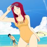  1boy 1girl absurdres beach dandy_(space_dandy) highres maimai251 scarlet_(space_dandy) space_dandy squid sunglasses swimsuit 