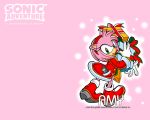  1girl amy_rose box cellphone gift gift_box green_eyes hairband looking_back official_art phone solo sonic_the_hedgehog 