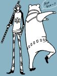  bear bepo faceless heart_pirates nodachi one_piece raglan_sleeves standing tegaki trafalgar_law 