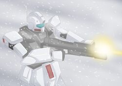  80s firing gm_(mobile_suit) gm_cold_districts_type gun gundam gundam_0080 mecha snow weapon 