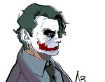  1boy batman_(series) dc_comics glasgow_smile green_hair lipstick makeup male_focus necktie solo the_joker 