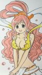  1girl jewelry mermaid midriff monster_girl one_piece pink_hair princess rei_(smile8110) shirahoshi 