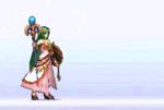  1girl animated animated_gif green_hair jewelry kid_icarus long_hair lots_of_jewelry lowres palutena pole_dancing solo staff super_smash_bros. very_long_hair 