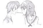  fujioka_haruhi greyscale highres kiss monochrome ouran_high_school_host_club suzumiya_haruhi suzumiya_haruhi_no_yuuutsu tagme yuri 