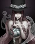 1girl braid ghost hat kuraigana_island long_hair looking_at_viewer one_piece perona pink_hair smile solo very_long_hair 