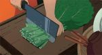  1girl 80s animated animated_gif chopping cutting_board food knife studio_ghibli tonari_no_totoro 