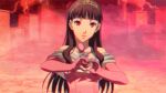  1girl amagi_yukiko animated animated_gif black_hair dress heart long_hair persona persona_4 pink_dress shadow_(persona) tiara 