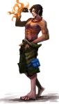  1boy barefoot fire male_focus one_piece portgas_d_ace solo standing tattoo topless 