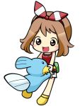  10s blush brown_eyes brown_hair chibi kotomi_(happy_colors) lowres mudkip pokemon pokemon_(game) pokemon_oras 
