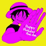  1boy birthday happy_birthday hat male_focus monkey_d_luffy one_piece smile solo straw_hat 