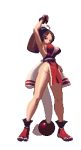  animated animated_gif bouncing_breasts breasts brown_hair cleavage fan king_of_fighters king_of_fighters_xiii ninja pixel_art ponytail shiranui_mai snk victory_pose 