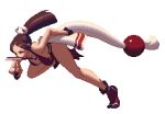  animated animated_gif bouncing_breasts breasts brown_hair cleavage fatal_fury king_of_fighters king_of_fighters_xiii long_hair lowres ninja object_in_mouth pixel_art ponytail running shiranui_mai snk 