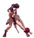  animated animated_gif bouncing_breasts breasts brown_hair cleavage fan fatal_fury king_of_fighters king_of_fighters_xiii large_breasts long_hair ninja pixel_art ponytail shiranui_mai snk 
