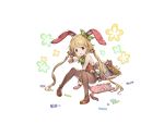  1girl animal_ears blonde_hair brown_eyes bunnysuit coin dice dice_hair_ornament fake_animal_ears full_body futaba_anzu granblue_fantasy hair_ornament hair_ribbon idolmaster idolmaster_cinderella_girls long_hair low_twintails minaba_hideo official_art open_mouth pantyhose rabbit rabbit_ears ribbon simple_background solo transparent_background twintails 
