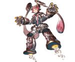  1girl android bangs blunt_bangs closed_mouth expressionless flying full_body granblue_fantasy long_hair minaba_hideo official_art orange_eyes pink_hair robomi_(granblue_fantasy) robot_joints simple_background solo steam transparent_background twintails 