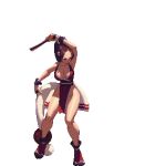  1girl animated animated_gif bouncing_breasts breasts brown_hair fan fatal_fury japanese_clothes king_of_fighters king_of_fighters_xiii large_breasts long_hair lowres no_bra pelvic_curtain pixel_art ponytail shiranui_mai snk 