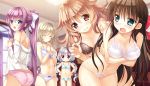  5girls ashishun ass blonde_hair blue_eyes blush bra breasts brown_eyes brown_hair closed_eyes flat_chest game_cg kokonoka large_breasts legs long_hair multiple_girls navel panties pink_hair ponytail primal_x_hearts sasorigatame short_hair smile standing tears thighs underwear undressing 