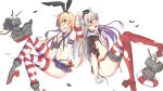  2girls amatsukaze_(kantai_collection) anchor animal_ears black_panties blonde_hair boots brown_eyes dress elbow_gloves garter_straps gloves grey_boots hairband hat highleg highleg_panties kantai_collection keikei_(kitty_colors) long_hair looking_at_viewer md5_mismatch multiple_girls panties pantyhose personification rabbit_ears rensouhou-chan rensouhou-kun robot sailor_dress school_uniform serafuku shimakaze_(kantai_collection) side-tie_panties silver_hair skirt striped striped_legwear thigh-highs thong torn_clothes torn_dress torn_thighhighs turret twintails two_side_up underwear wardrobe_malfunction white_gloves yellow_eyes 