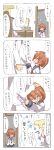  1boy 1girl 4koma admiral_(kantai_collection) beize_(garbage) brown_hair circle_garbage comic hair_ornament hairclip highres ikazuchi_(kantai_collection) kantai_collection personification rubbing_eyes school_uniform serafuku short_hair t-head_admiral translation_request 