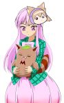  00s 1girl absurdres animal_ears checkered checkered_shirt deformed futatsuiwa_mamizou futatsuiwa_mamizou_(tanuki) galaxy_angel glasses hata_no_kokoro highres holding honda_takaharu long_hair mask normad pink_eyes pink_hair raccoon_ears raccoon_tail shirt tail tanuki touhou toyosatomimi_no_miko very_long_hair 