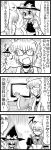  1boy 1girl 4koma comic enokuma_uuta flat_gaze kirisame_marisa morichika_rinnosuke touhou translation_request 