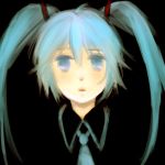  1girl aqua_eyes aqua_hair ataru_(7noise) black_background expressionless hatsune_miku looking_at_viewer lowres necktie parted_lips solo vocaloid 