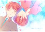  2boys brown_hair closed_eyes dual_persona little_busters!! multiple_boys natsume_kyousuke red_eyes school_uniform short_hair sleeping time_paradox touon younger 