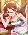  1girl akizuki_ritsuko antenna_hair artist_request braid brown_eyes brown_hair glasses idolmaster idolmaster_million_live! official_art twin_braids 