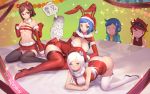  3boys 3girls aila_jyrkiainen all_fours animal_ears arm_support artist_name bare_shoulders beret black_legwear blue_eyes blue_hair blush boots breasts brown_eyes brown_hair capelet christmas cleavage detached_collar detached_sleeves elbow_gloves fake_animal_ears glasses gloves gundam gundam_build_fighters hairband haro hat high_heel_boots high_heels highres iori_rinko iori_sei kousaka_china large_breasts long_hair looking_at_viewer mature merry_christmas milf miniskirt multiple_boys multiple_girls mustache navel over-rim_glasses panties pantyshot rabbit_ears ral-san ramba_ral red-framed_eyewear red-framed_glasses red_gloves red_legwear redhead reiji_(gundam_bf) ryushin santa_costume santa_hat semi-rimless_glasses shiny shiny_skin short_hair sitting skirt smile sparkle sunglasses sunglasses_on_head text thigh-highs thigh_boots translated under_boob underwear wariza white_hair white_panties zettai_ryouiki 