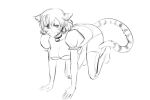  1girl allison_chan animal_ears breasts cleavage facial_mark monochrome sketch solo tail tiger_ears tiger_tail 