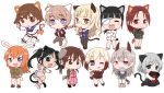  501st_joint_fighter_wing 6+girls ;p animal_ears aqua_eyes bare_legs black_eyes black_hair blonde_hair blue_eyes blush braid brown_eyes brown_hair card cat_ears cat_tail charlotte_e_yeager chibi chocolate closed_eyes crossed_arms dog_ears dog_tail eila_ilmatar_juutilainen erica_hartmann eyepatch francesca_lucchini gertrud_barkhorn glasses green_eyes grey_hair grin hair_ribbon hands_on_hips highres holding holding_card idu_michito laughing looking_at_viewer low_twintails lynette_bishop military military_uniform minna-dietlinde_wilcke miyafuji_yoshika multicolored_hair multiple_girls one_eye_closed open_mouth orange_hair panties pantyhose perrine_h_clostermann pillow pillow_hug red_eyes redhead ribbon sakamoto_mio sanya_v_litvyak sidelocks silver_hair smile smirk strike_witches striker_unit striped striped_legwear striped_panties swimsuit swimsuit_under_clothes tail tarot thigh-highs tongue tongue_out twintails underwear uniform violet_eyes wink 