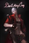  1boy abs akumey dante_(devil_may_cry) devil_may_cry devil_may_cry_3 fingerless_gloves gloves highres jacket long_coat male_focus open_clothes open_shirt realistic rebellion_(sword) red_jacket shirt solo sword weapon white_hair 