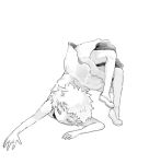  .flow 1girl chest_stand closed_eyes flexible full_body monochrome sabitsuki short_hair solo tsukushi_(toxicdoll) 