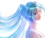  1girl aqua_hair blue_eyes hatsune_miku lips long_hair solo takashi_mare vocaloid white_background 