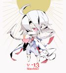  1girl ahoge blazblue character_doll character_name chibi copyright_name doll heart lowres nu-13 pri_sm ragna_the_bloodedge silver_hair 