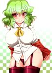  1girl breasts female garter_straps green_hair kazami_yuuka large_breasts no_pants panties red_eyes shin&#039;en_(gyokuro_company) short_hair solo thigh-highs touhou underwear undressing 