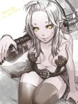  1girl axe azog bikini breasts cleavage genderswap genderswap_(mtf) long_hair medium_breasts middle_earth pointy_ears reammara scar silver_hair solo swimsuit the_hobbit thigh-highs weapon yellow_eyes 